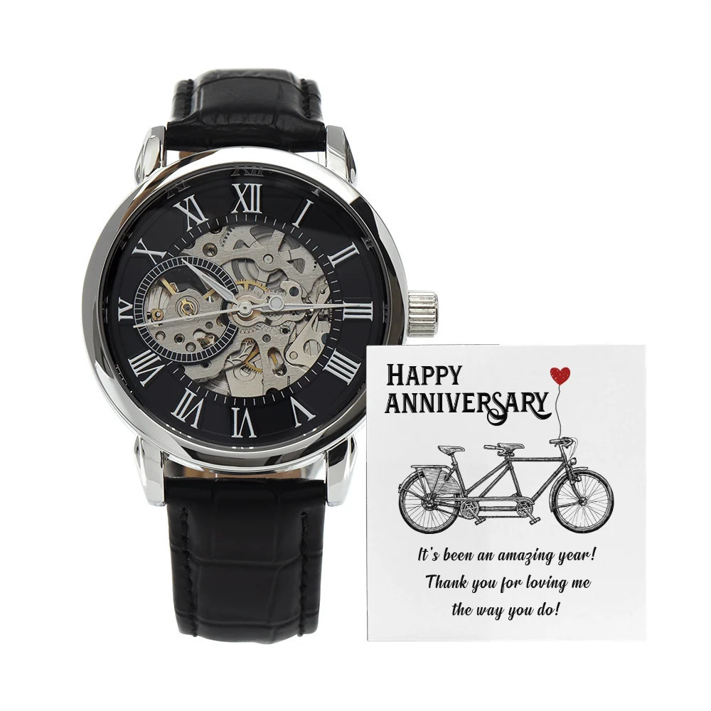 Happy Anniversary Its Been an Smazing Men's Openwork Skeleton Automatic Watch